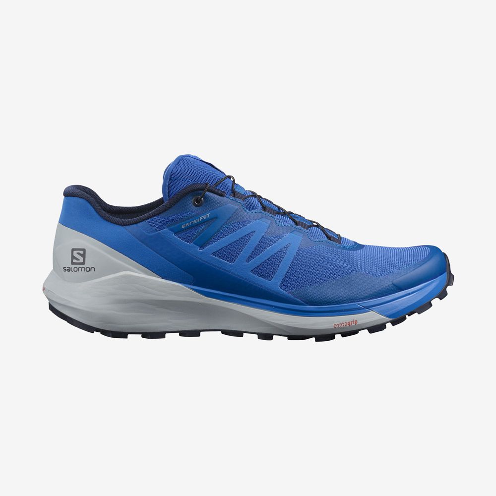 Men\'s Salomon SENSE RIDE 4 Trail Running Shoes Blue | LKWCDE-375