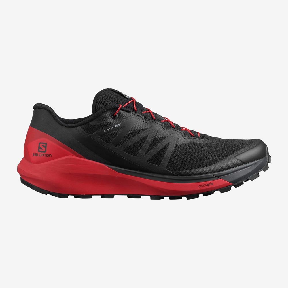 Men\'s Salomon SENSE RIDE 4 Trail Running Shoes Black / Red | UEHRSZ-594