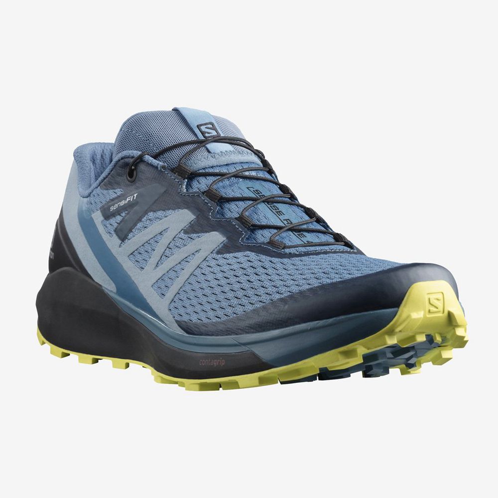 Men's Salomon SENSE RIDE 4 Trail Running Shoes Blue / Black | WNKVBA-036