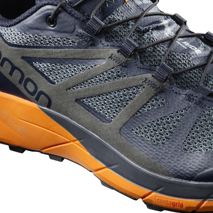 Men's Salomon SENSE RIDE Trail Running Shoes Dark Red / Orange | RSEQBY-819