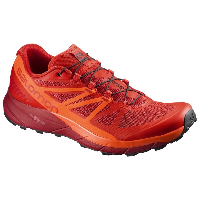 Men\'s Salomon SENSE RIDE Trail Running Shoes Dark Red / Orange | RSEQBY-819