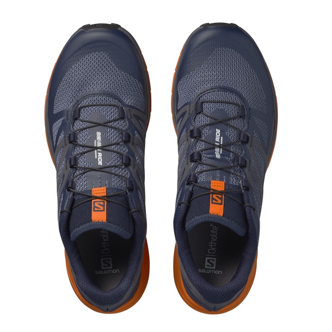 Men's Salomon SENSE RIDE Trail Running Shoes Navy / Orange | UFYAXC-165