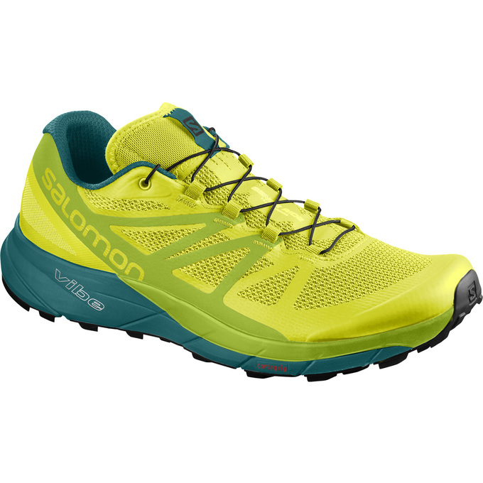 Men\'s Salomon SENSE RIDE Trail Running Shoes Yellow / Green | ZYMTWD-862