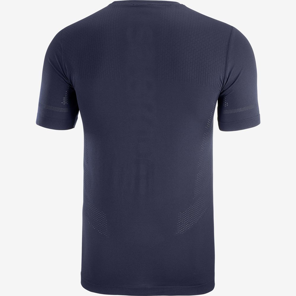 Men's Salomon SENSE SEAMLESS M Short Sleeve T Shirts Navy | BJHIOL-145