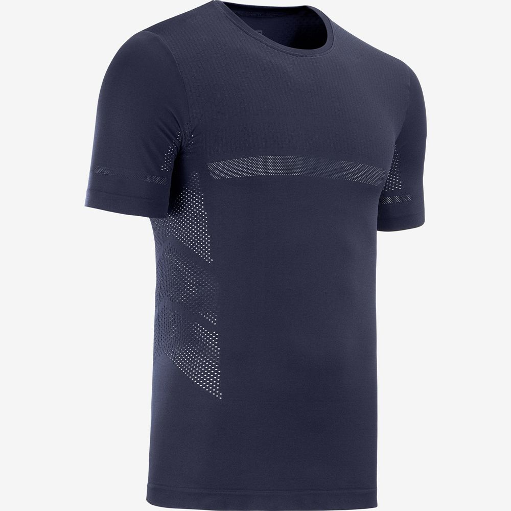 Men's Salomon SENSE SEAMLESS M Short Sleeve T Shirts Navy | BJHIOL-145