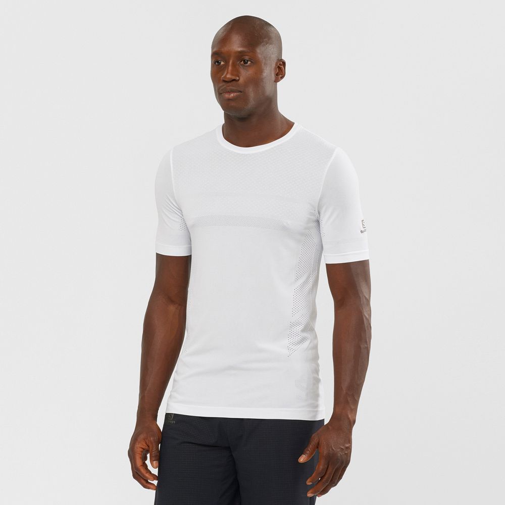 Men\'s Salomon SENSE SEAMLESS M Short Sleeve T Shirts White | CHENAP-097