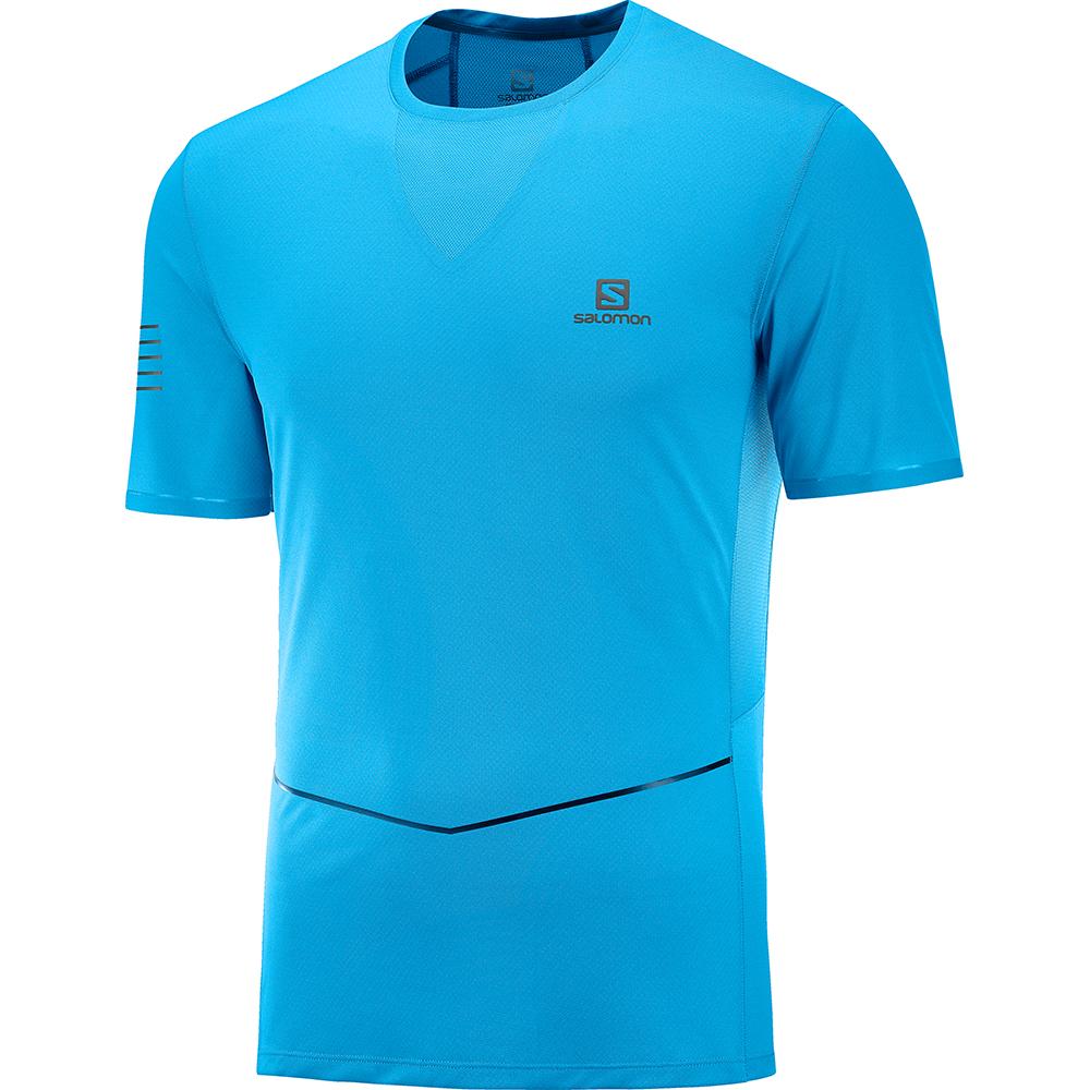 Men\'s Salomon SENSE ULTRA M T Shirts Blue | ALORQV-284