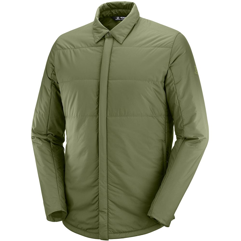 Men\'s Salomon SNOWSHELTER INSULATED SHIRT M Midlayers Olive | CJWLTZ-953