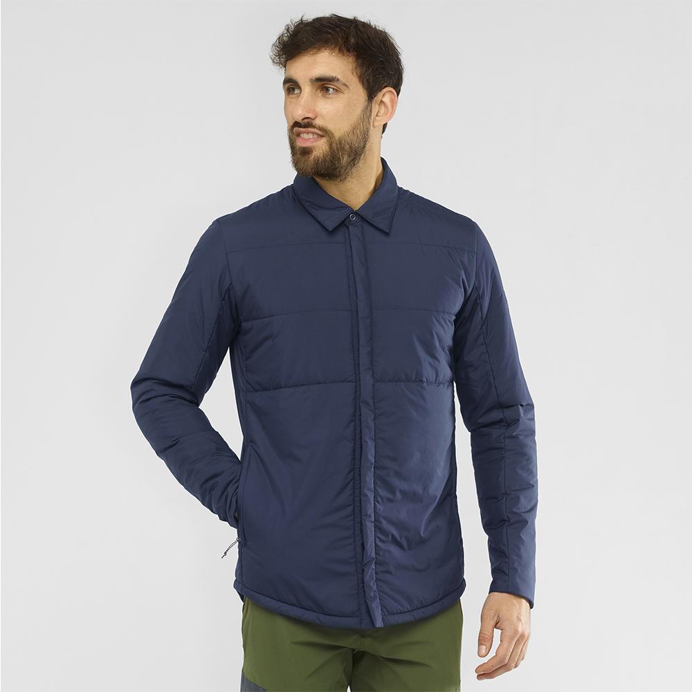 Men's Salomon SNOWSHELTER INSULATED SHIRT M Midlayers Navy | RLNOPJ-204