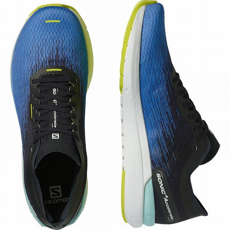 Men's Salomon SONIC 4 ACCELERATE Running Shoes Blue / White | ODLKUZ-413