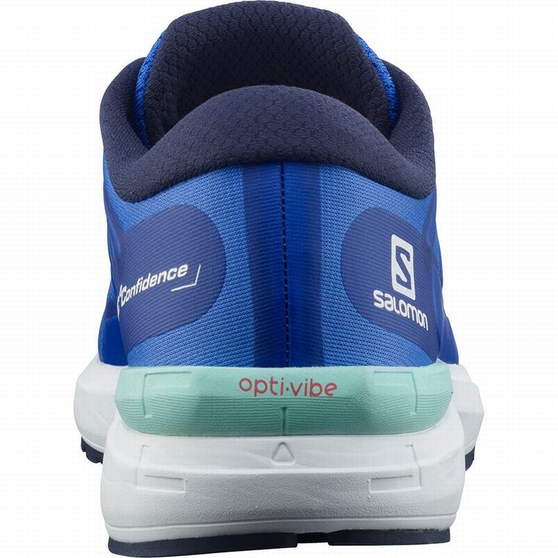 Men's Salomon SONIC 4 CONFIDENCE Road Running Shoes Blue / White | EVZMFQ-923