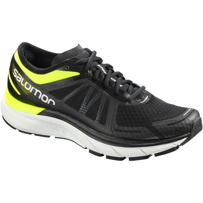 Men\'s Salomon SONIC RA MAX Running Shoes Black / Yellow | RBITQG-581