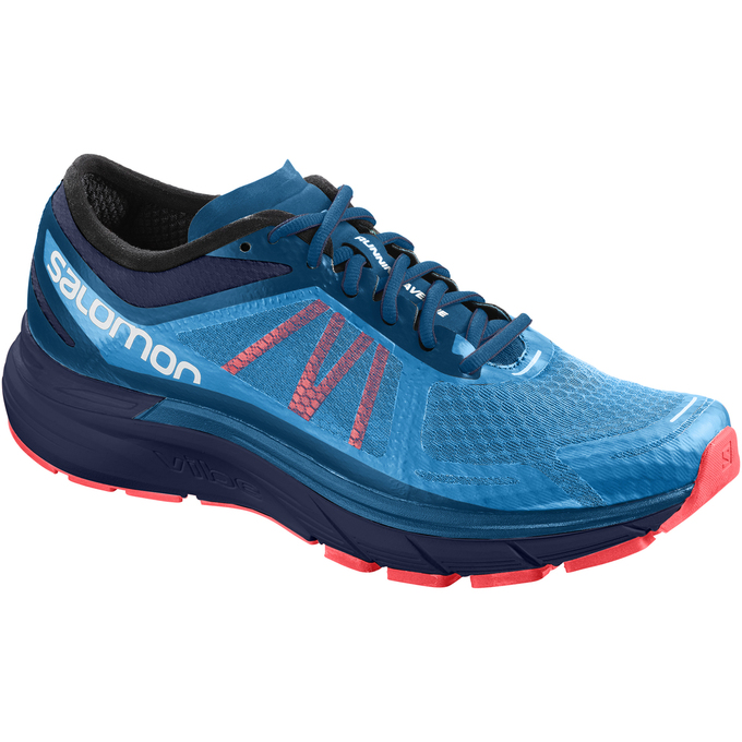 Men\'s Salomon SONIC RA MAX Running Shoes Blue / Deep Blue | UWBNSE-149