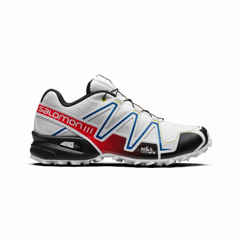 Men\'s Salomon SPEEDCROSS 3 RACING Trail Running Shoes White / Black | LVJGCS-259