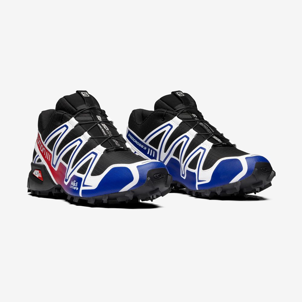 Men's Salomon SPEEDCROSS 3 Sneakers Black / Blue | JQFMVC-236