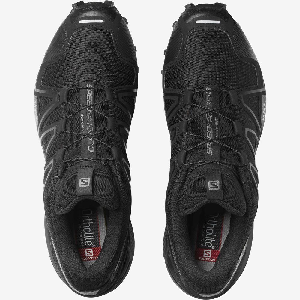Men's Salomon SPEEDCROSS 3 Sneakers Black | SJUFVY-905
