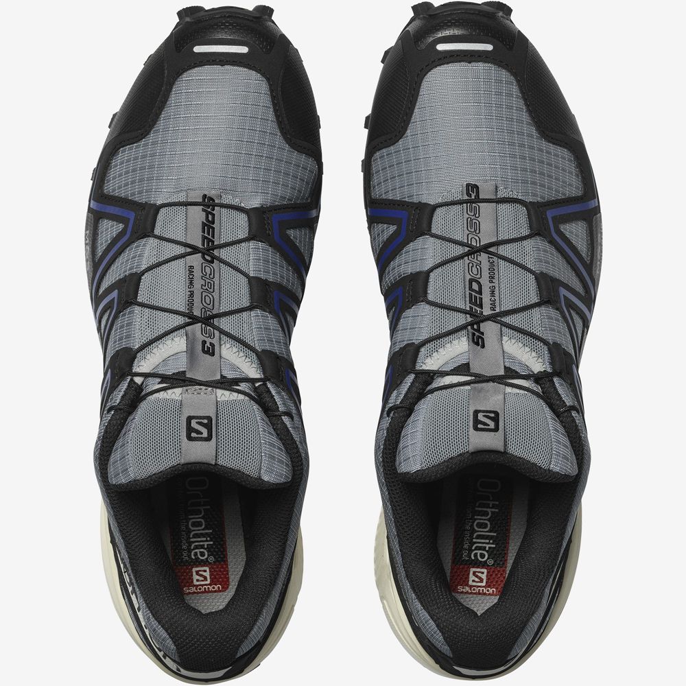 Men's Salomon SPEEDCROSS 3 Sneakers Black / Blue | XJISKD-908