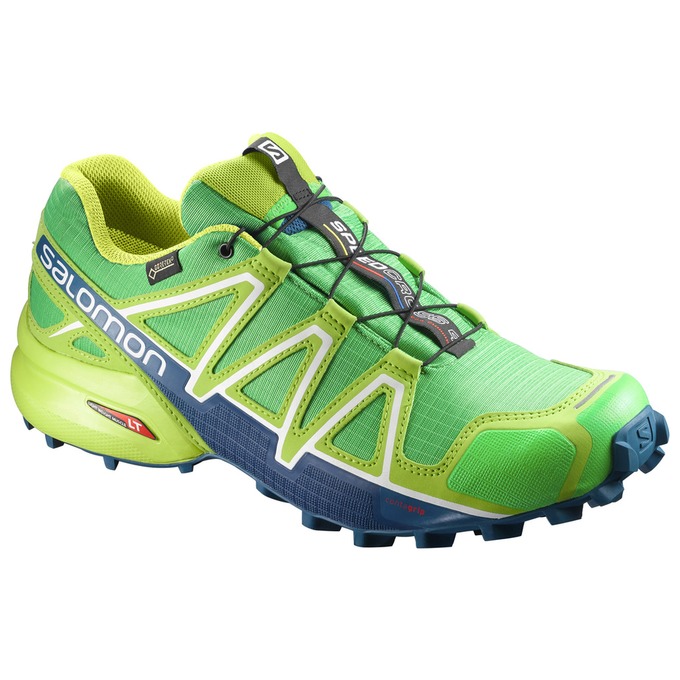 Men\'s Salomon SPEEDCROSS 4 GTX Trail Running Shoes Green / Yellow | BOCJNF-536