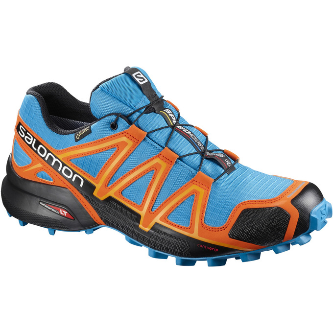 Men\'s Salomon SPEEDCROSS 4 GTX Trail Running Shoes Blue / Orange / Black | GTDOPY-046
