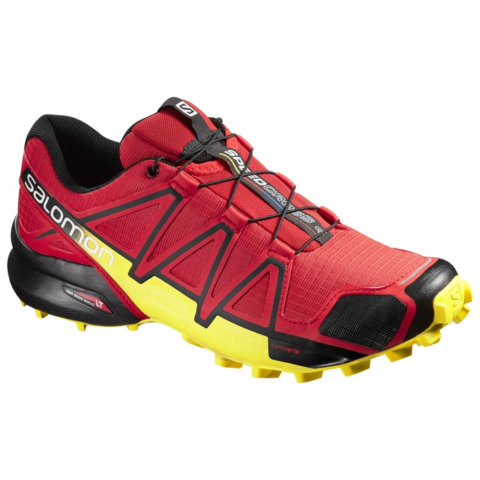 Men\'s Salomon SPEEDCROSS 4 Trail Running Shoes Red / Yellow | EXGMUH-643