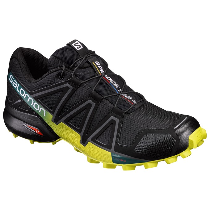 Men\'s Salomon SPEEDCROSS 4 Trail Running Shoes Black / Yellow | YCMQHP-709