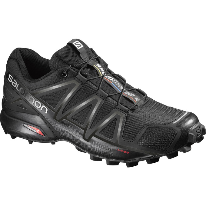 Men\'s Salomon SPEEDCROSS 4 WIDE Trail Running Shoes Black | ZGJIMY-761