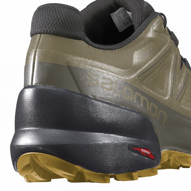 Men's Salomon SPEEDCROSS 5 GORE-TEX Trail Running Shoes Olive | FBJSCA-783