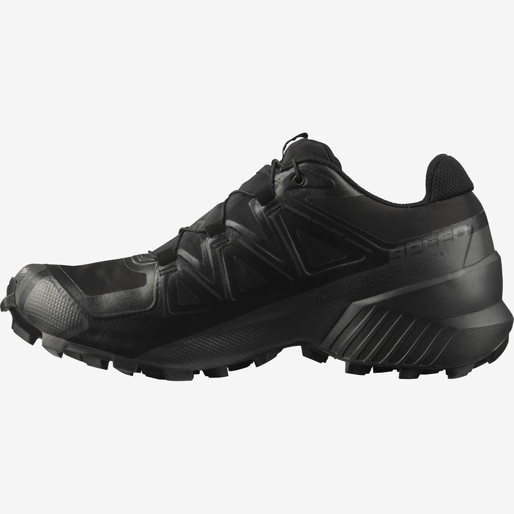 Men's Salomon SPEEDCROSS 5 GORE-TEX Trail Running Shoes Black | KPAXOE-792