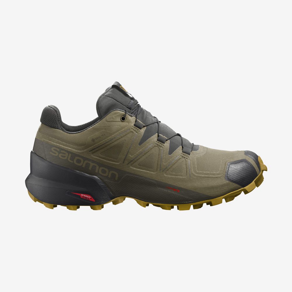 Men\'s Salomon SPEEDCROSS 5 GORE-TEX Trail Running Shoes Brown | QPHOLN-190