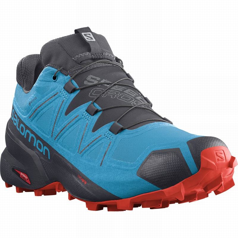 Men's Salomon SPEEDCROSS 5 GORE-TEX Trail Running Shoes Blue / Black | STLJUQ-097