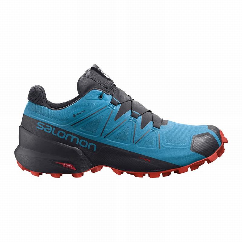 Men\'s Salomon SPEEDCROSS 5 GORE-TEX Trail Running Shoes Blue / Black | STLJUQ-097