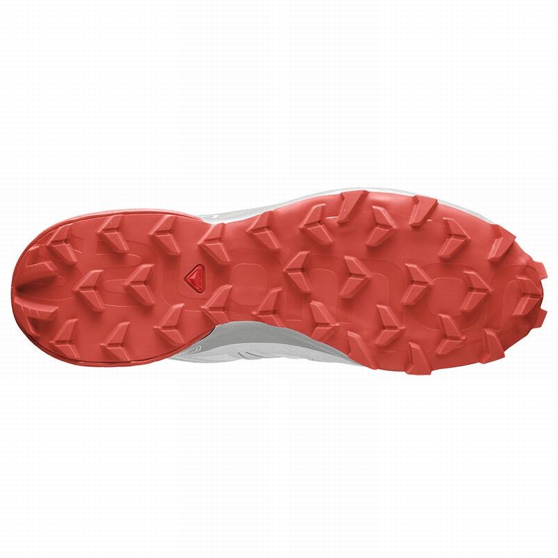 Men's Salomon SPEEDCROSS 5 Trail Running Shoes White / Red | CWAZVG-567