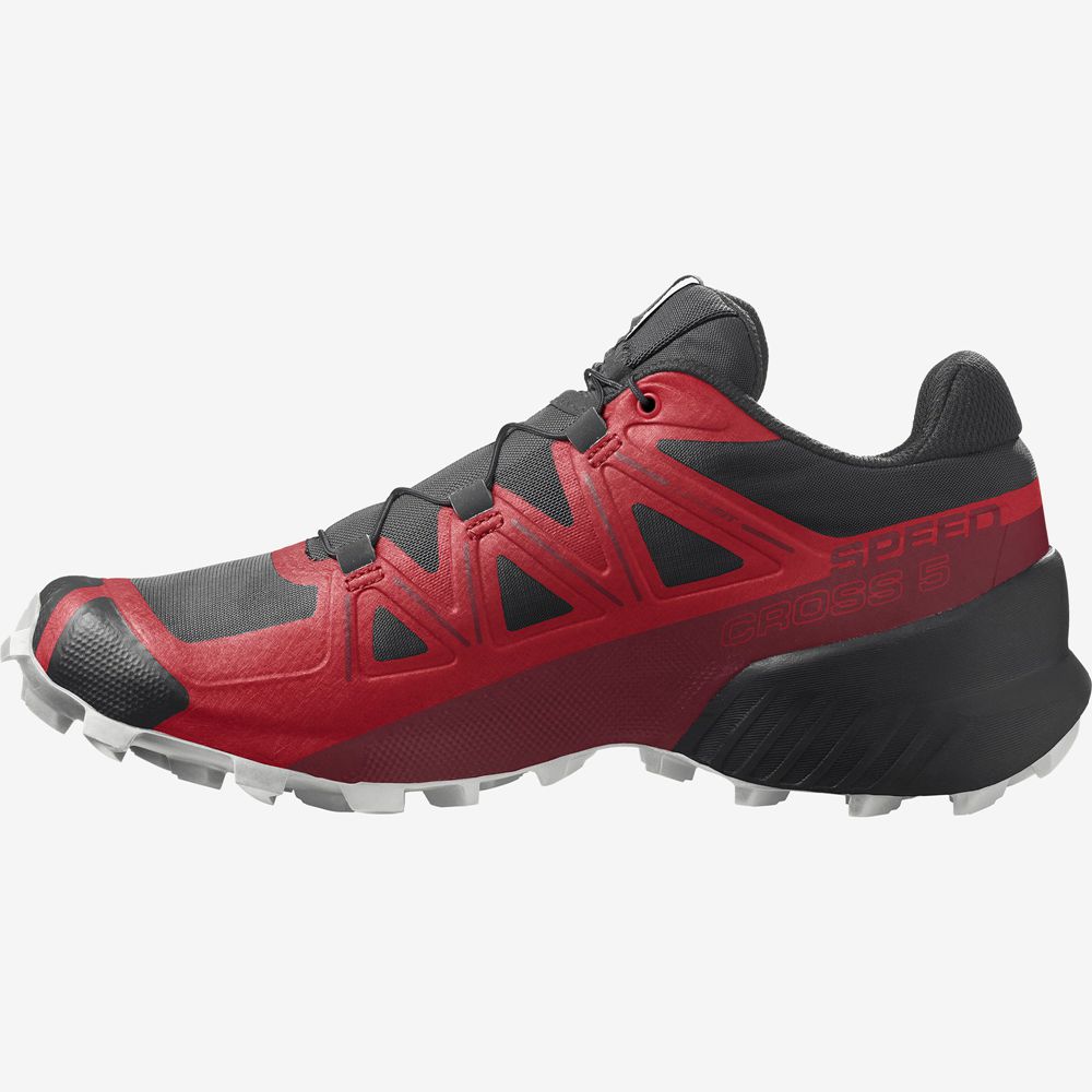 Men's Salomon SPEEDCROSS 5 Trail Running Shoes Black / Red | DOZBRJ-315