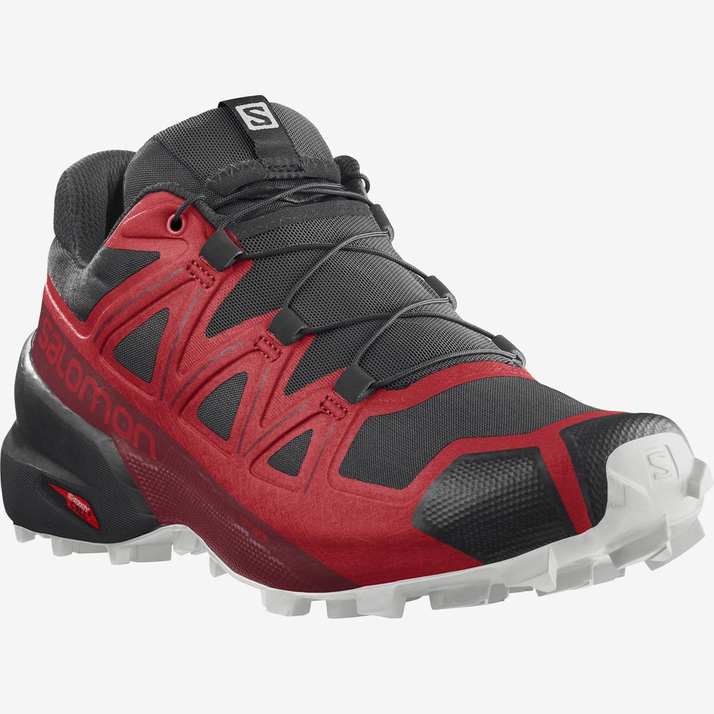 Men's Salomon SPEEDCROSS 5 Trail Running Shoes Black / Red | DOZBRJ-315