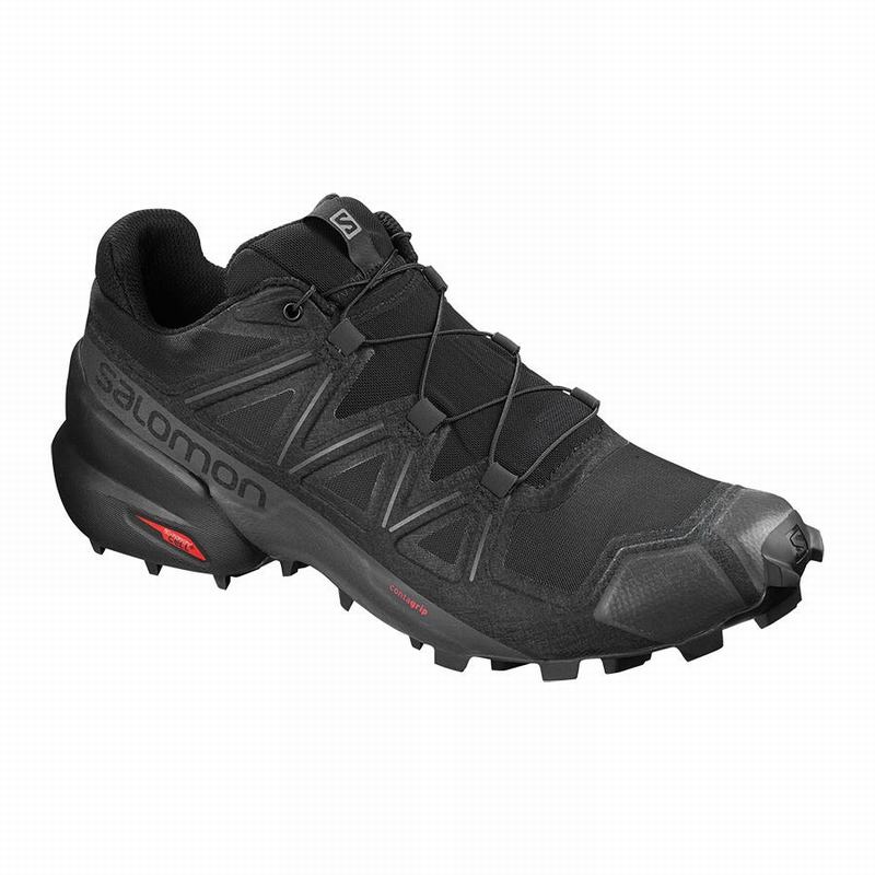 Men\'s Salomon SPEEDCROSS 5 Trail Running Shoes Black | FDSQEL-540