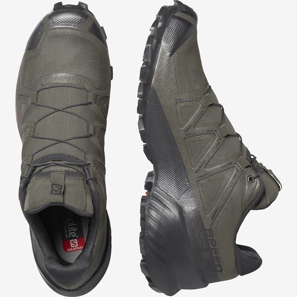 Men's Salomon SPEEDCROSS 5 Trail Running Shoes Armygreen | ZSKIWD-248