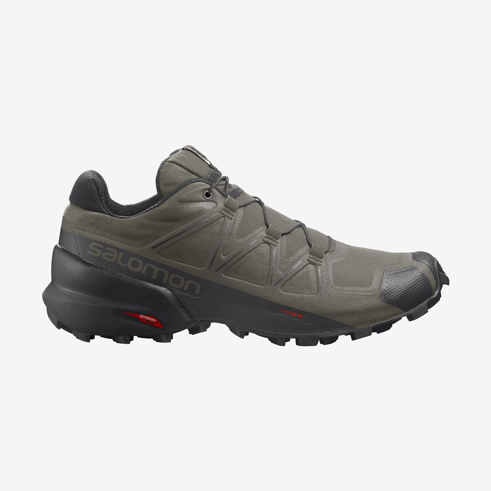 Men\'s Salomon SPEEDCROSS 5 Trail Running Shoes Armygreen | ZSKIWD-248