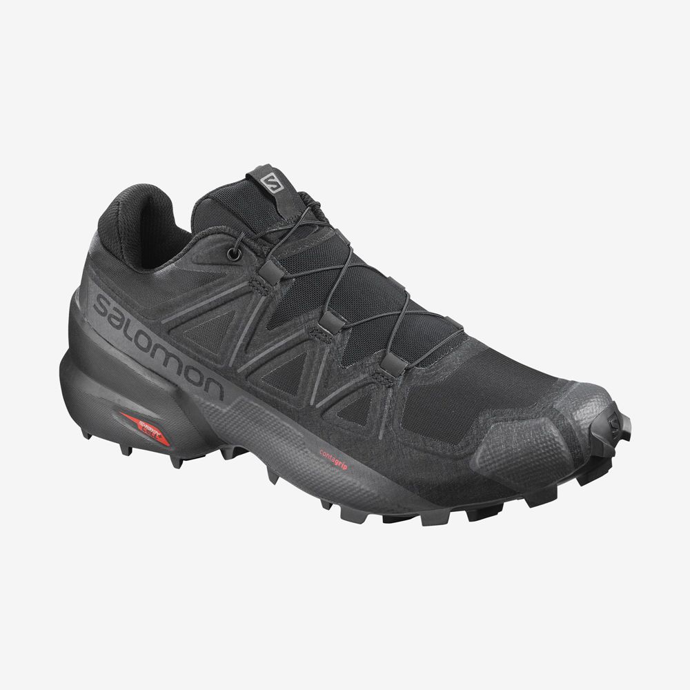 Men\'s Salomon SPEEDCROSS 5 WIDE Trail Running Shoes Black | XFATKC-209