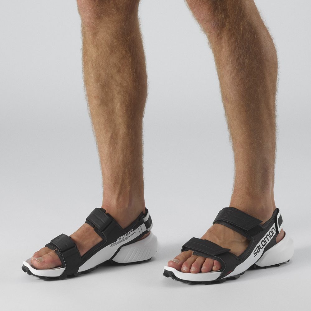 Men's Salomon SPEEDCROSS Sandals Black / White | NWRJIY-359