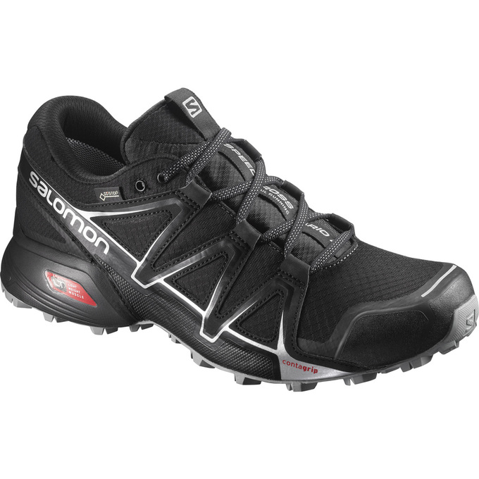 Men\'s Salomon SPEEDCROSS VARIO 2 GTX Trail Running Shoes Black | EPFNYQ-458