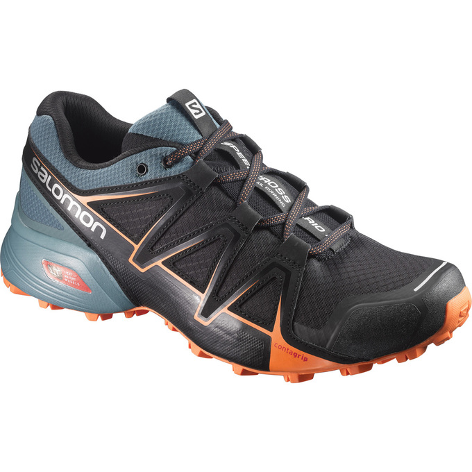 Men\'s Salomon SPEEDCROSS VARIO 2 Trail Running Shoes Black / Orange | OKXLZP-095