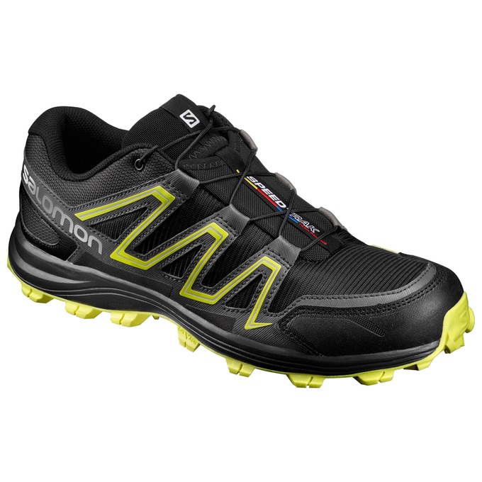 Men\'s Salomon SPEEDTRAK Trail Running Shoes Black / Yellow | HLGONY-591