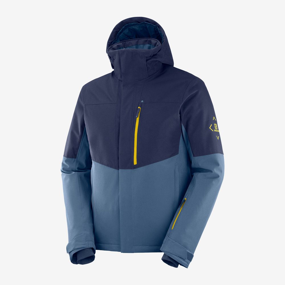 Men's Salomon SPEED Ski Jackets Dark Denim | JDGMQS-354