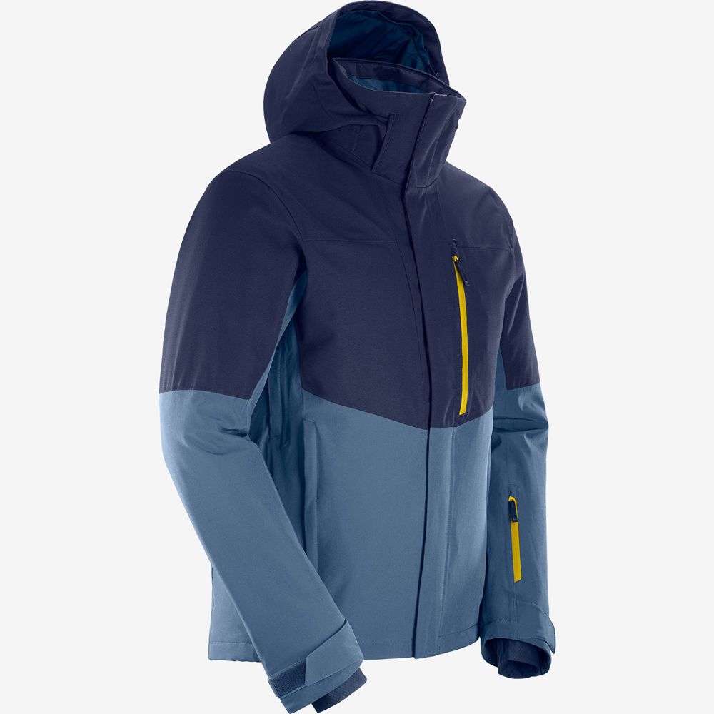 Men's Salomon SPEED Ski Jackets Dark Denim | JDGMQS-354