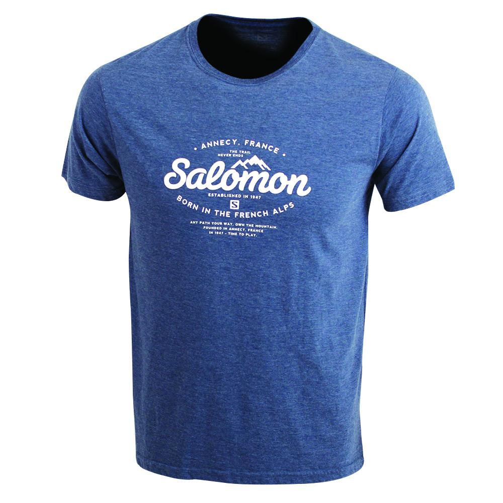 Men\'s Salomon SPRUCE SS M T Shirts Dark Denim | CFYRBI-126