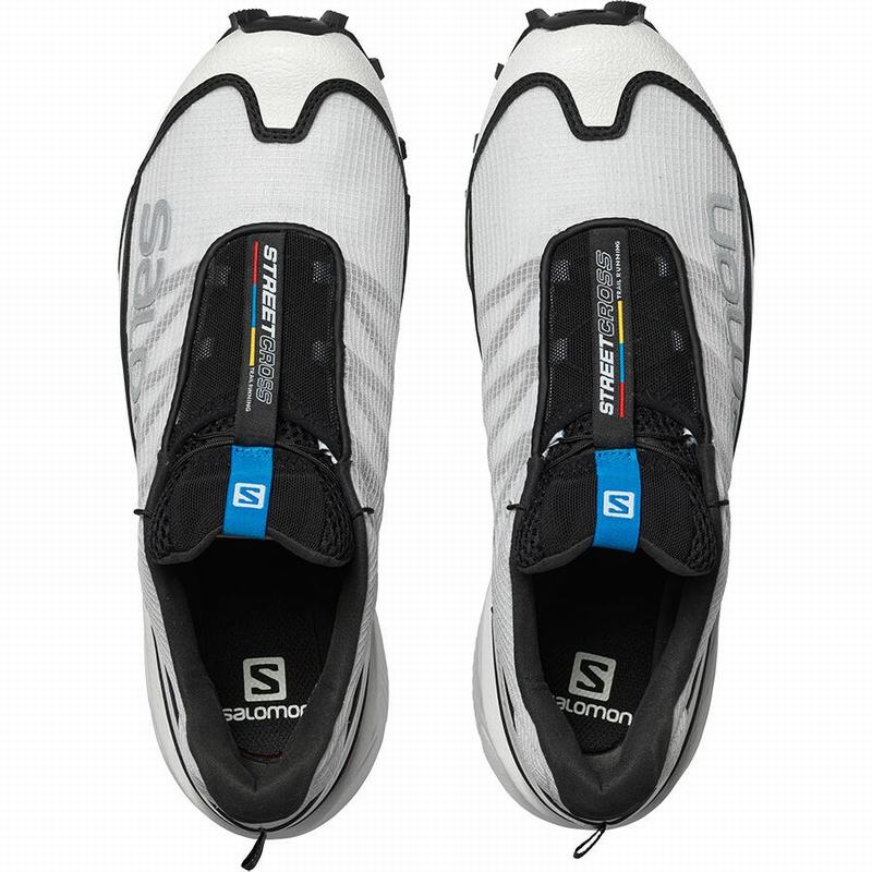 Men's Salomon STREETCROSS Trail Running Shoes White / Black | CWHGEA-960