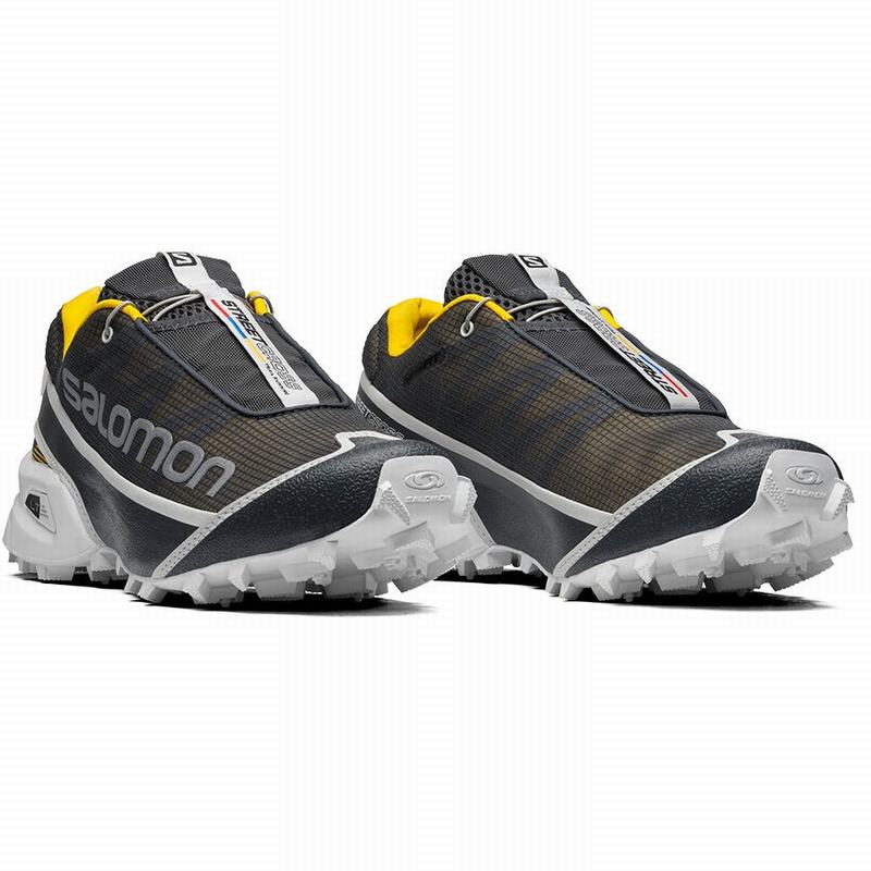 Men's Salomon STREETCROSS Trail Running Shoes Dark Blue / Yellow | JMRHVI-751