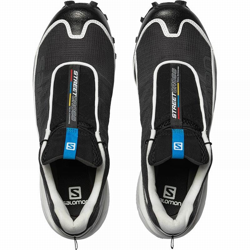 Men's Salomon STREETCROSS Trail Running Shoes Black / White | SPIQCZ-385