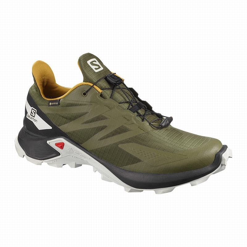 Men\'s Salomon SUPERCROSS BLAST GTX Trail Running Shoes Olive / Black | NDEFUS-983
