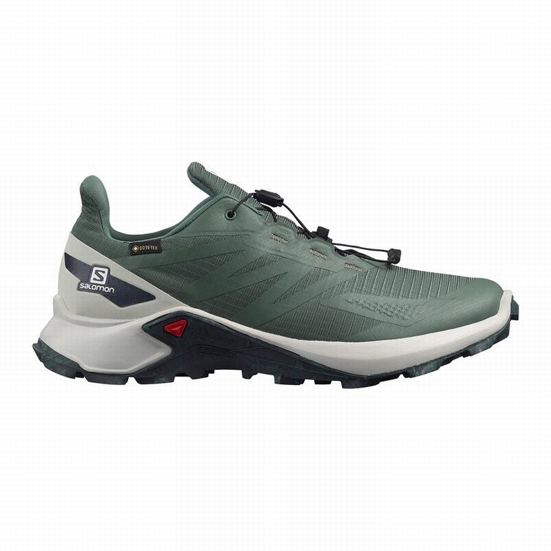 Men\'s Salomon SUPERCROSS BLAST GTX Trail Running Shoes Green | TAEMXD-683